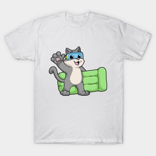 Cat at Swimming with Swimming goggles T-Shirt